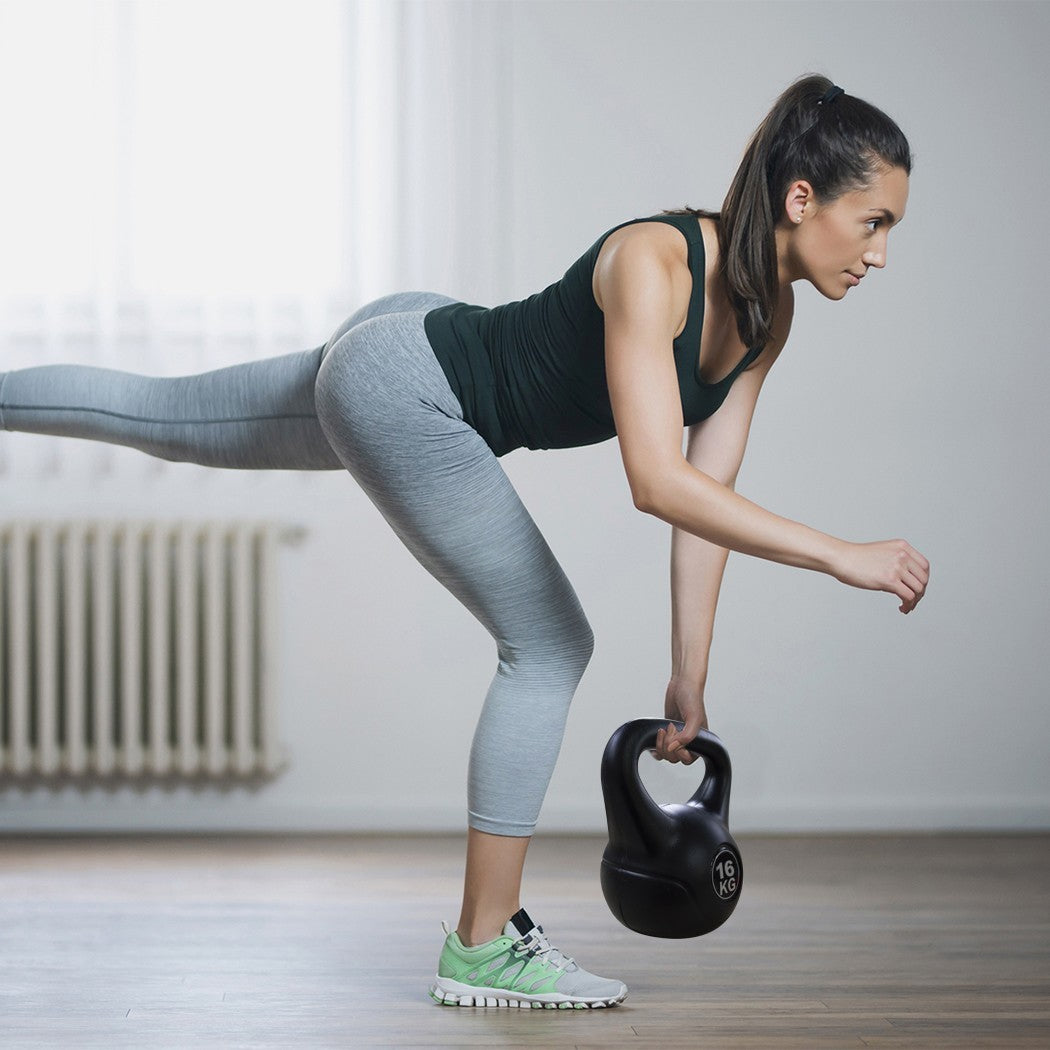 Kettlebell Fitness De 16kg En Pvc Avec Sable Et Poignée Anti-frottement