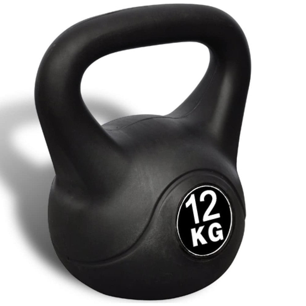 Kettlebell Fitness De 12kg En Pvc Avec Sable Et Poignée Anti-frottement