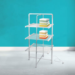 Étendoir pliant électrique étendoir à tour de 3 étages 300W 73x68XH143cm