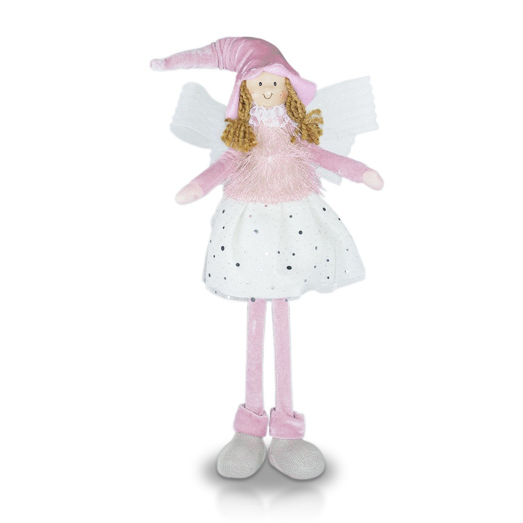 Fée décorative tissu de couleur blanche et rose art. 234045 haute 50cm de Pâques