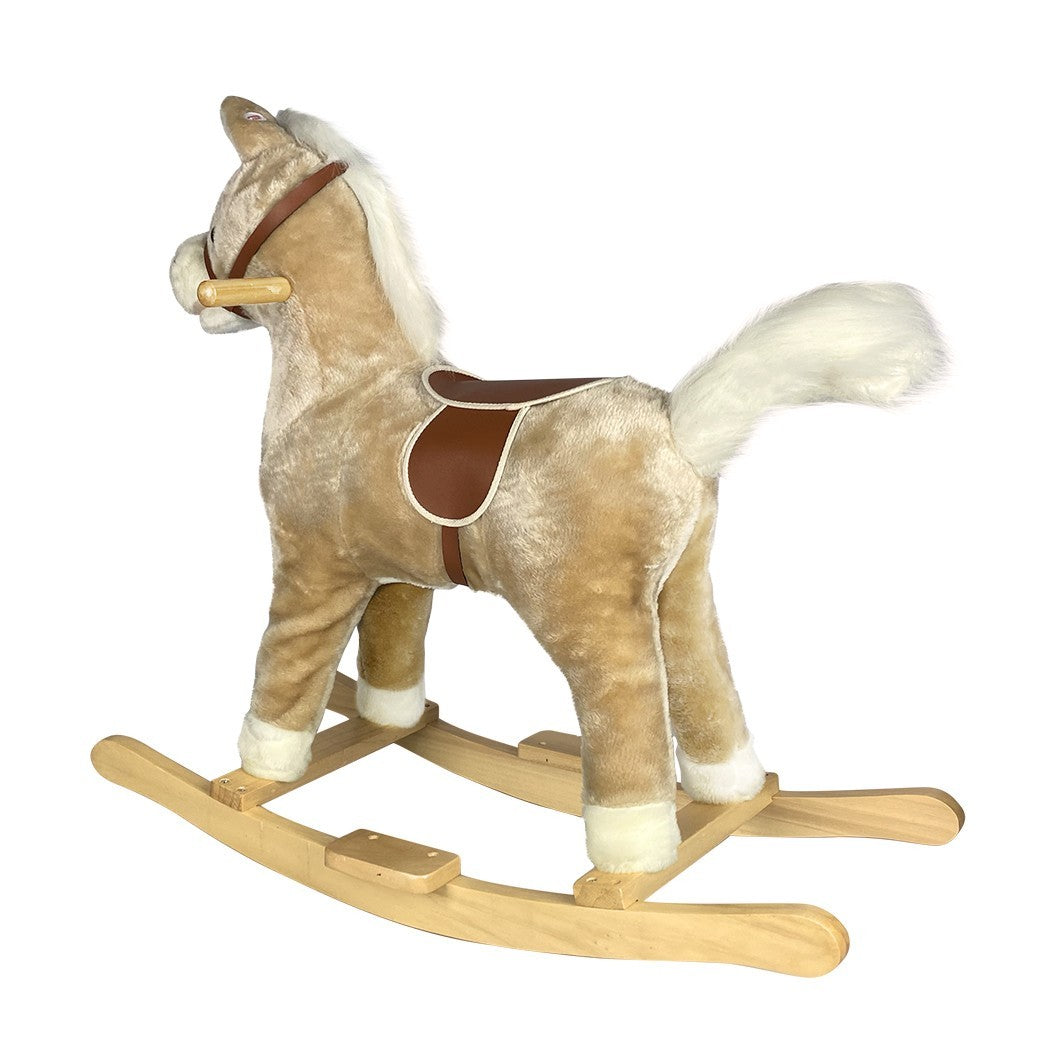 Cheval à bascule avec sons et mouvement 720400 BEIGE en peluche douce