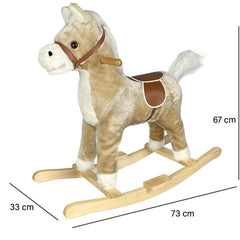 Cheval à bascule avec sons et mouvement 720400 BEIGE en peluche douce