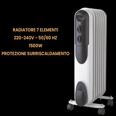 Radiateur MASTER huile 7 éléments 1500W Art. 522045 taille 34x29xH64,8 cm