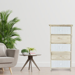 Armoire en bois avec motif géométrique 5 tiroirs 40x29xH90cm Art. 398003