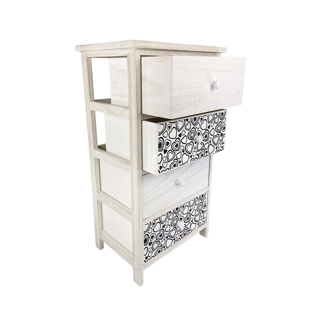 Armoire en bois avec motif coeur art. 398006 avec 4 tiroirs 40x29xH73 cm