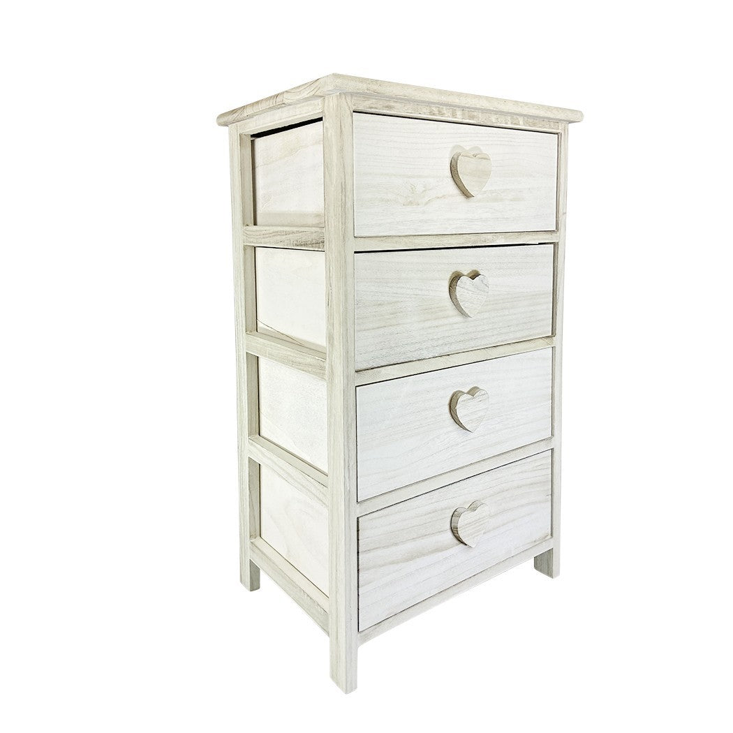 Armoire en bois avec pommeau en forme de coeur 4 tiroirs 40x29xH73 cm Art.398009