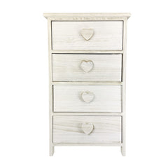 Armoire en bois avec pommeau en forme de coeur 4 tiroirs 40x29xH73 cm Art.398009