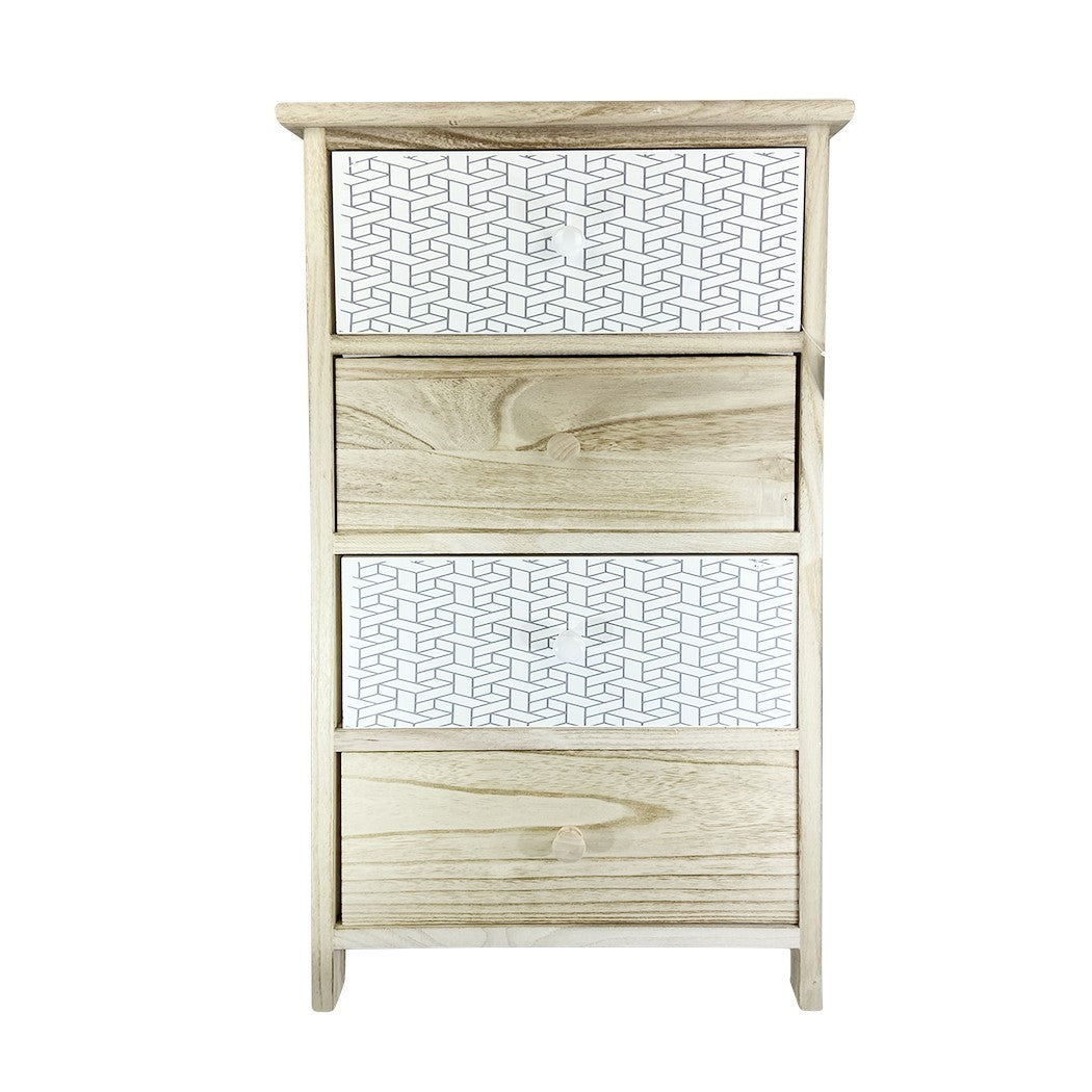 Meuble en bois avec fantaisie géométrique 398002 avec 4 tiroirs 40x29xH73 cm