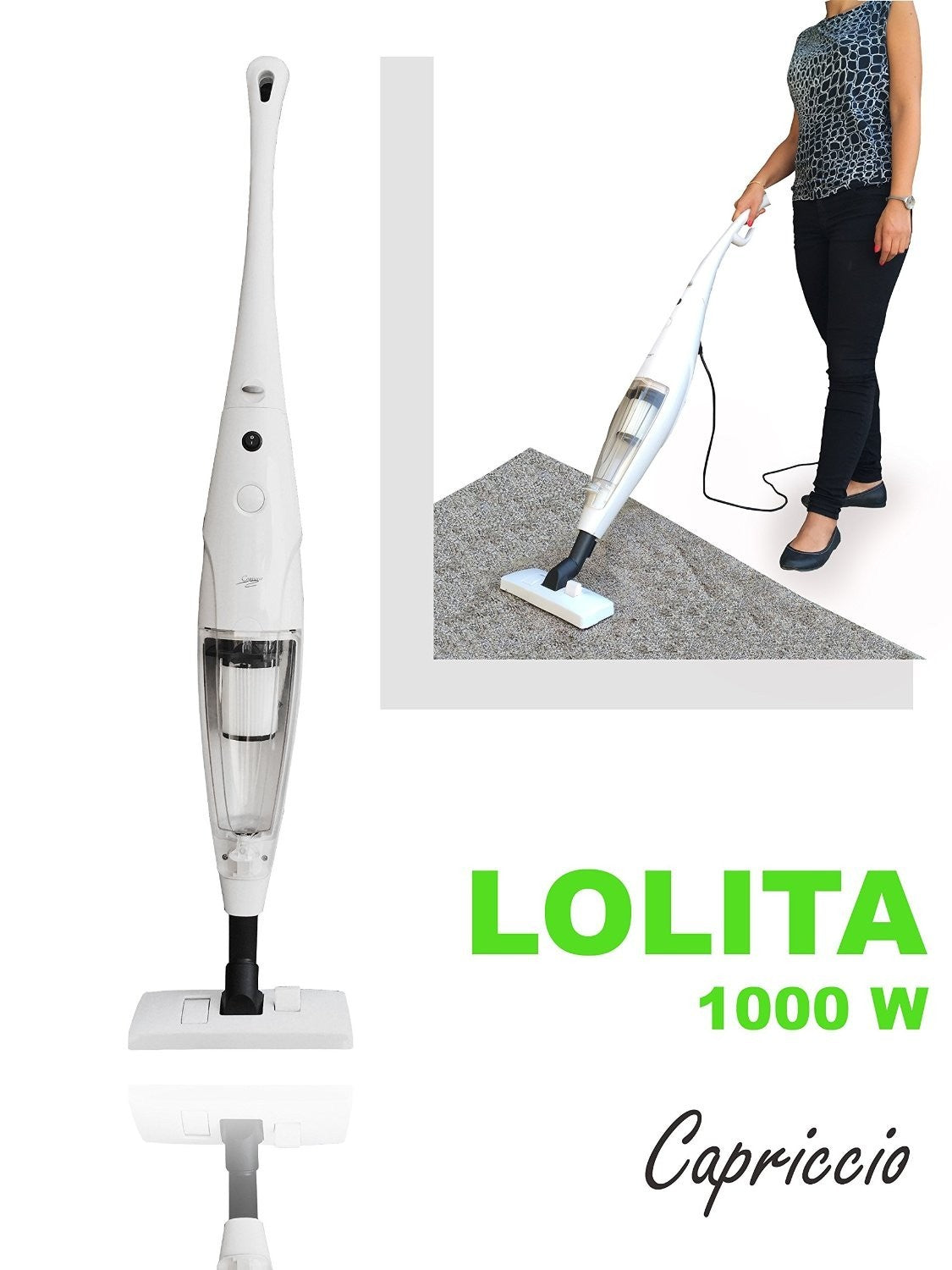 Aspirateur 1000 W LOLITA balai électrique sans sac HEPA - Capriccio 583101