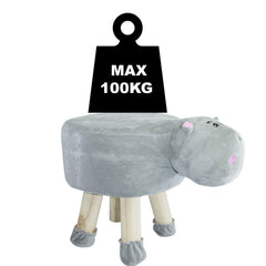 Pouf en tissu souple 372026 forme Hippopotame en bois et tissu 40x27xH40 cm