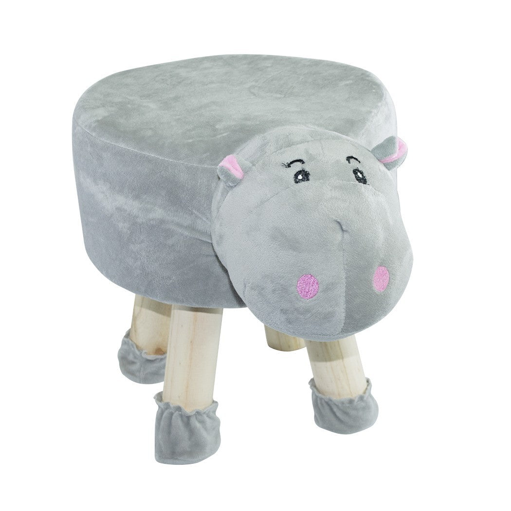 Pouf en tissu souple 372026 forme Hippopotame en bois et tissu 40x27xH40 cm
