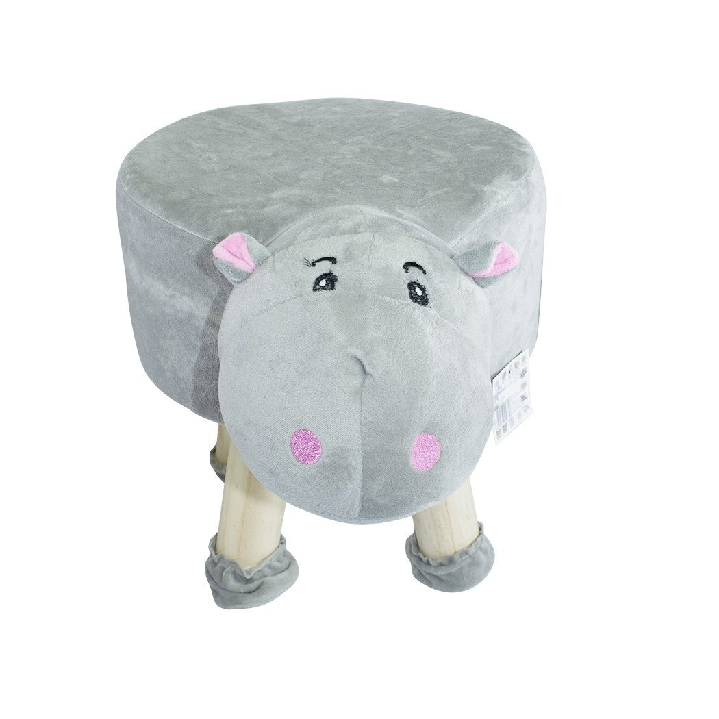 Pouf en tissu souple 372026 forme Hippopotame en bois et tissu 40x27xH40 cm