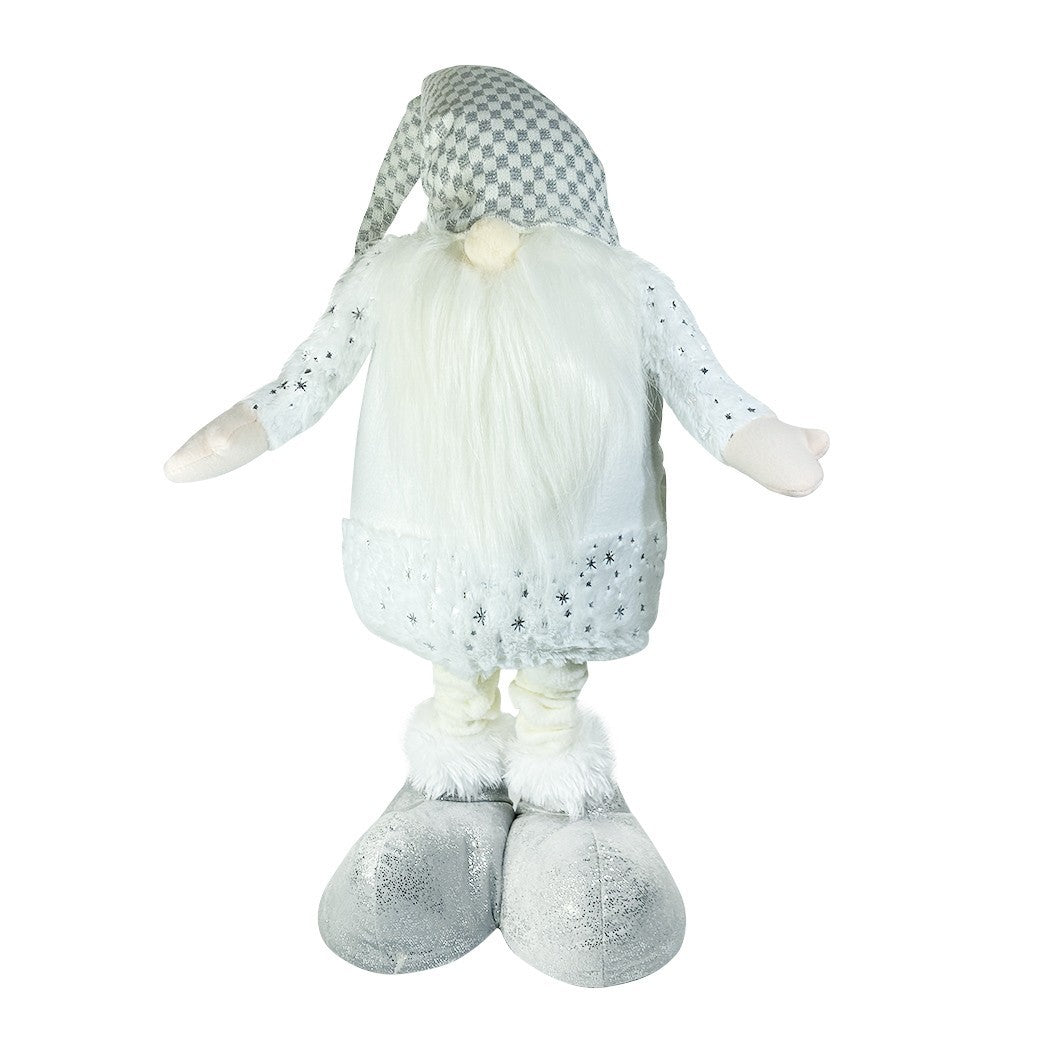 Gnome blanc avec barbe longue 383030 de 54cm avec hauteur réglable jusqu’à 105cm