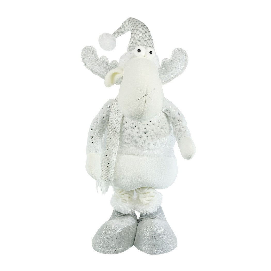 Renne BLANC de Noël 383031 hauteur réglable de 54 cm à 105 cm en polyester