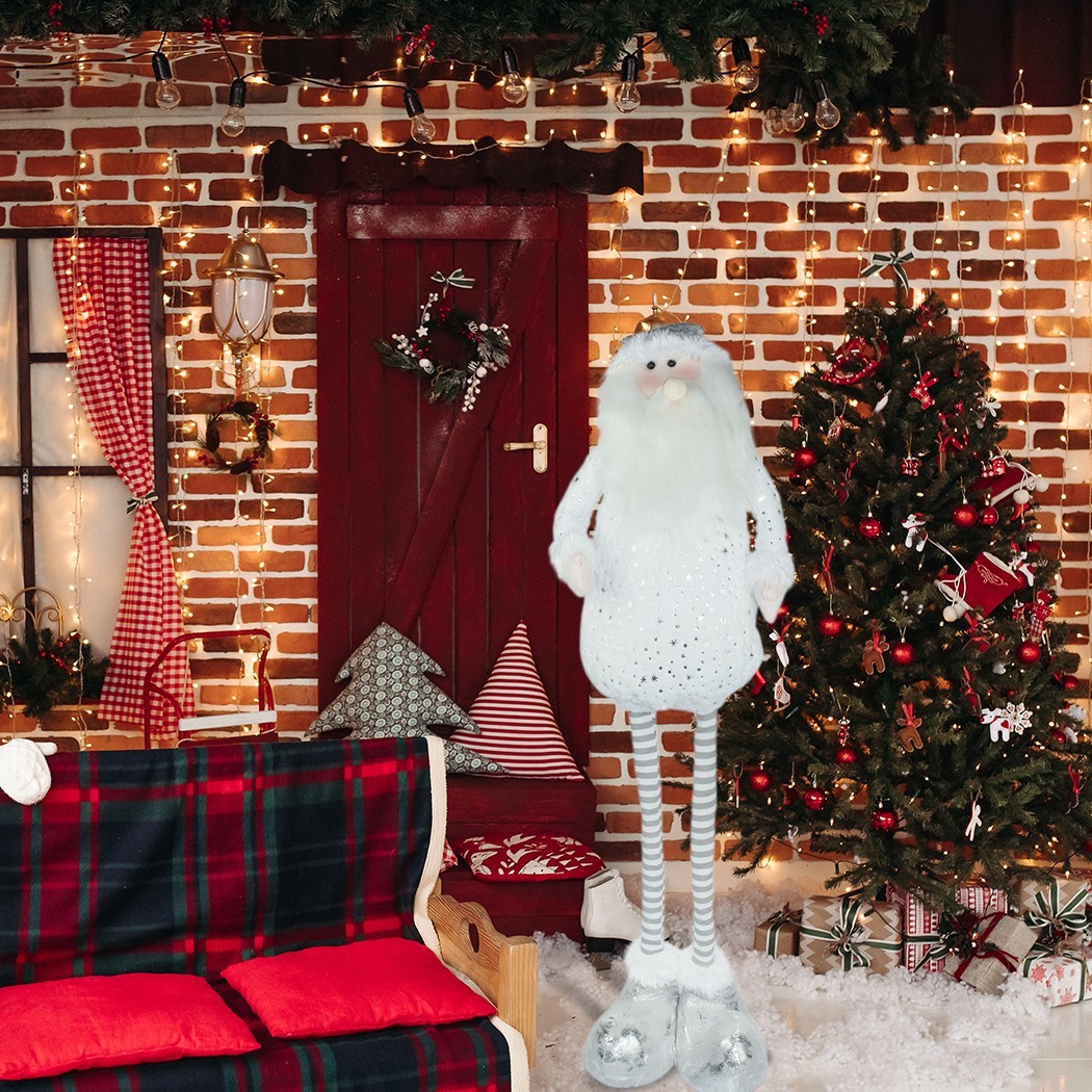 Père Noël BLANC 383029 hauteur réglable de 54 cm jusqu’à 105 en polyester