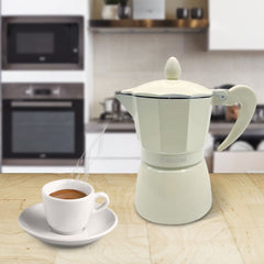 Set 3 cafetières BEIGE en aluminium art. 333025 anse soft touch 1-3-6 tasses