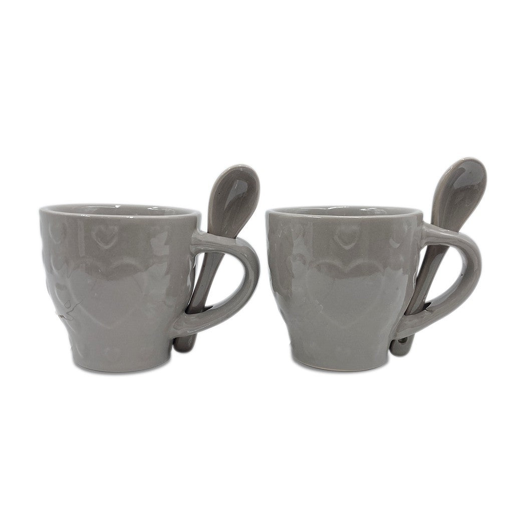 Service à café Felicia 100049 Pois coeurs céramique 6 tasses et 6 cuillères