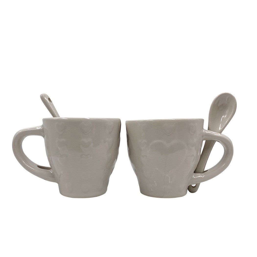 Service à café Felicia 100049 Pois coeurs céramique 6 tasses et 6 cuillères