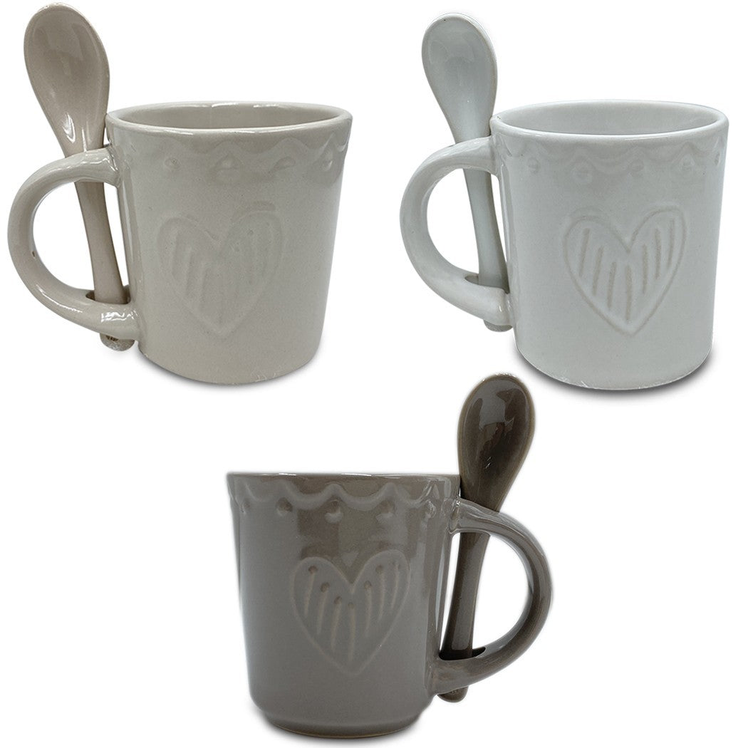 Service à café gamme Felicia 100044 coeurs céramique 6 tasses et 6 cuillères