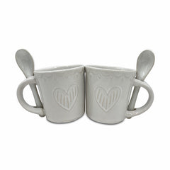 Service à café gamme Felicia 100044 coeurs céramique 6 tasses et 6 cuillères