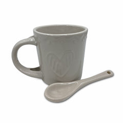 Service à café gamme Felicia 100044 coeurs céramique 6 tasses et 6 cuillères