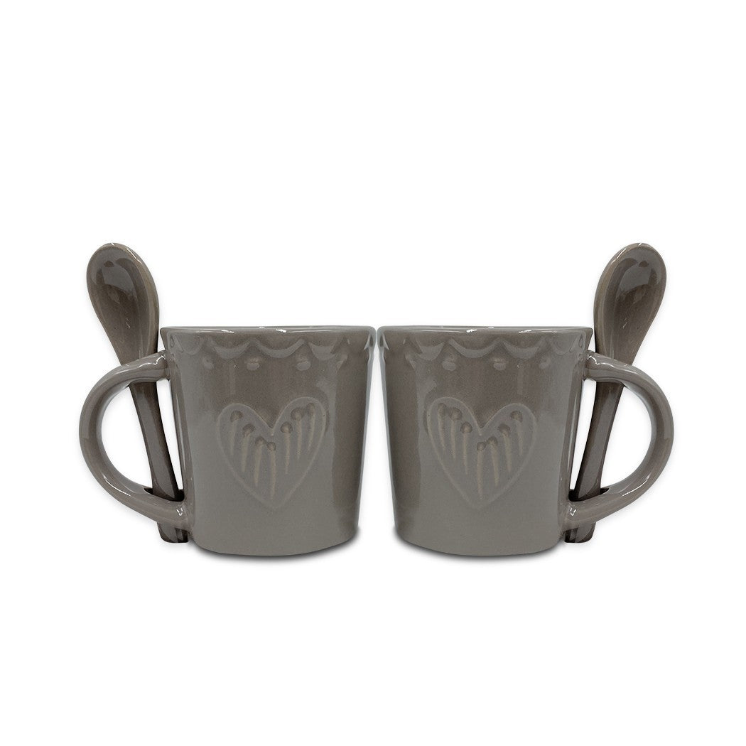 Service à café gamme Felicia 100044 coeurs céramique 6 tasses et 6 cuillères