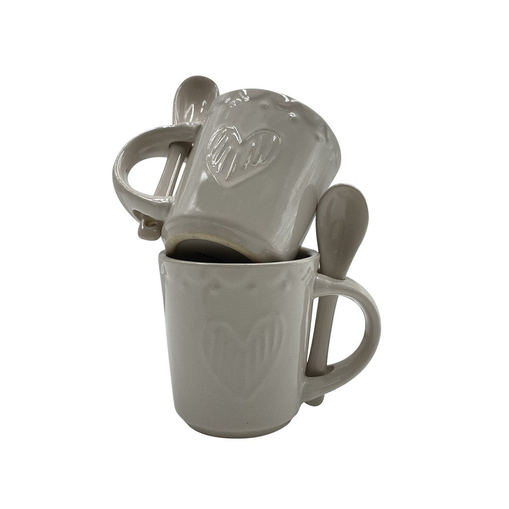 Service à café gamme Felicia 100044 coeurs céramique 6 tasses et 6 cuillères
