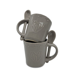 Service à café gamme Felicia 100044 coeurs céramique 6 tasses et 6 cuillères