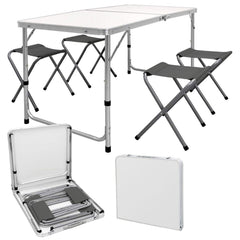 Table de pique-nique pliants et 4 tabourets AURORA repliable dans une valise