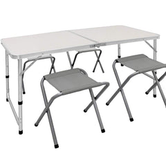 Table de pique-nique pliants et 4 tabourets AURORA repliable dans une valise