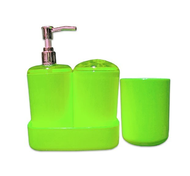 Set 4 accessoires salle de bain-distributeur de savon porte brosse à dents710824