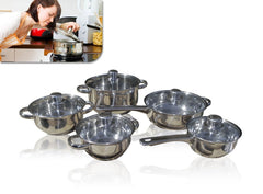Lot 10 pieces casseroles et couvercles acier inoxydable avec isolation thermique