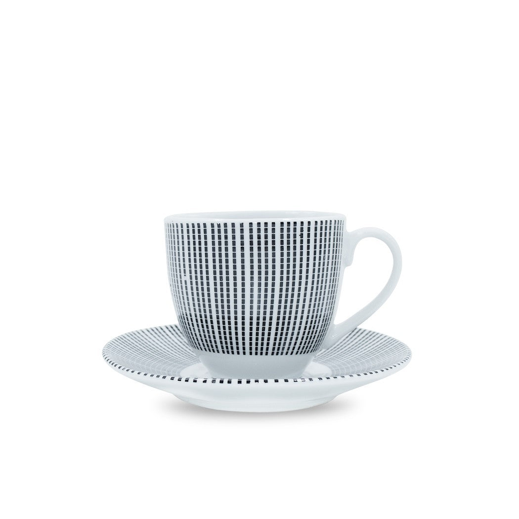 Set 6 tasses à café avec soucoupe à décor de rayures 270046 porcelaine