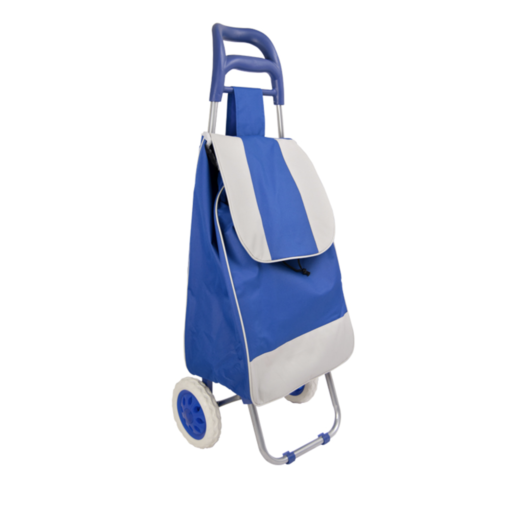 Chariot de courses avec sac de couleur BLEU polyester art. 741057 avec roues