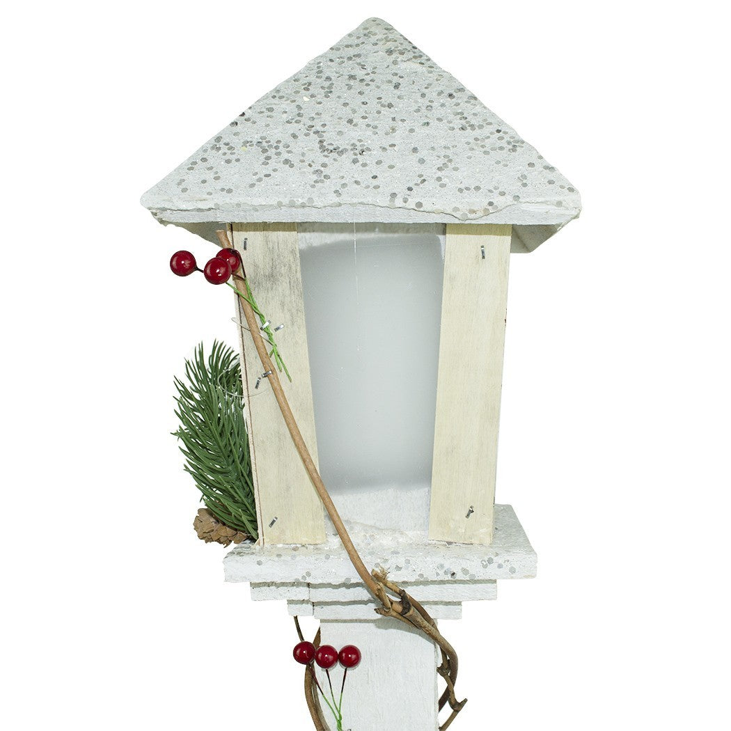 Lampe de Noël 293022 à paillettes en bois blanc h85 cm 15 led lumière chaude