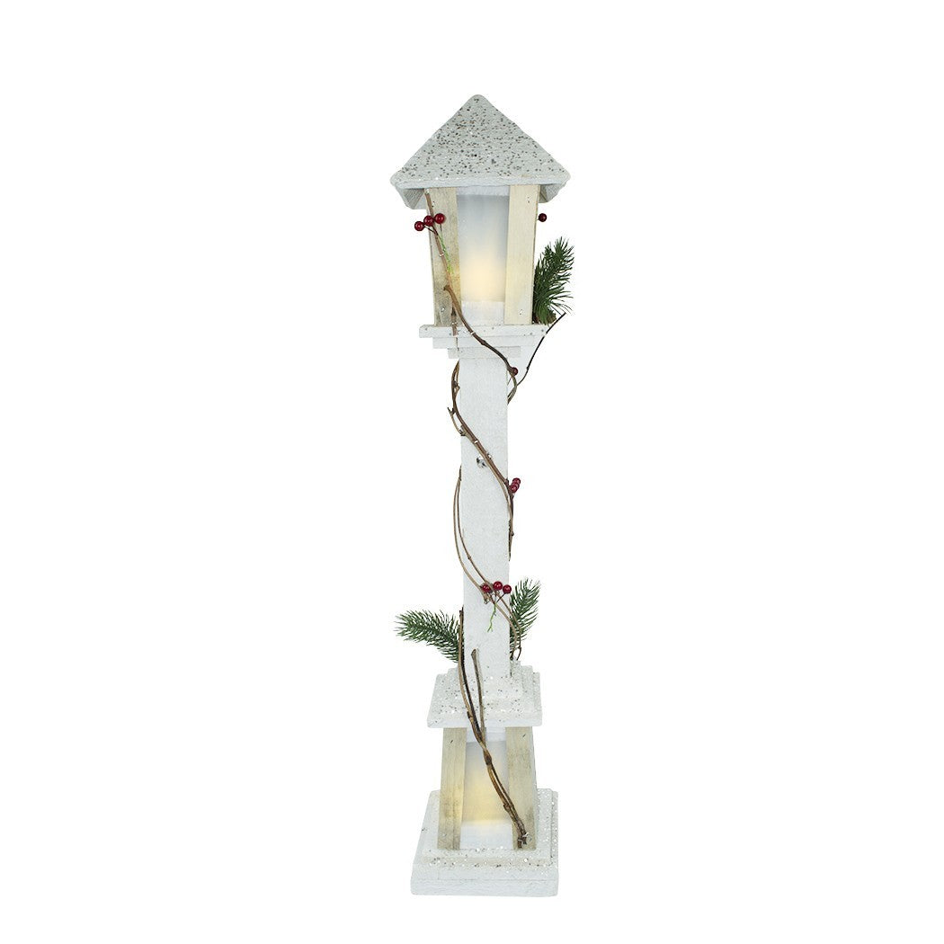 Lampe de Noël 293022 à paillettes en bois blanc h85 cm 15 led lumière chaude