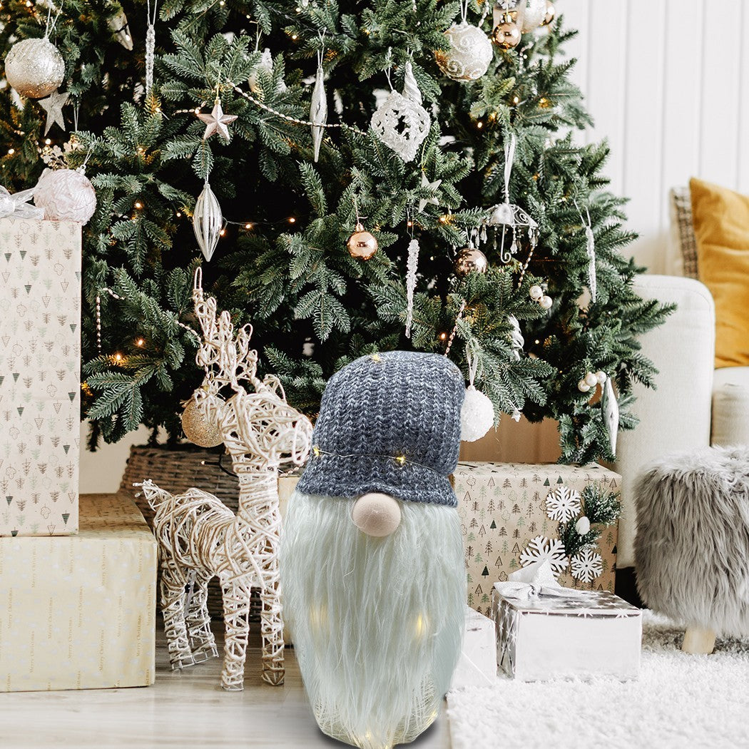 Gnome avec chapeau 308037 GRIS 87 cm avec mini lucioles et barbe en vinyle