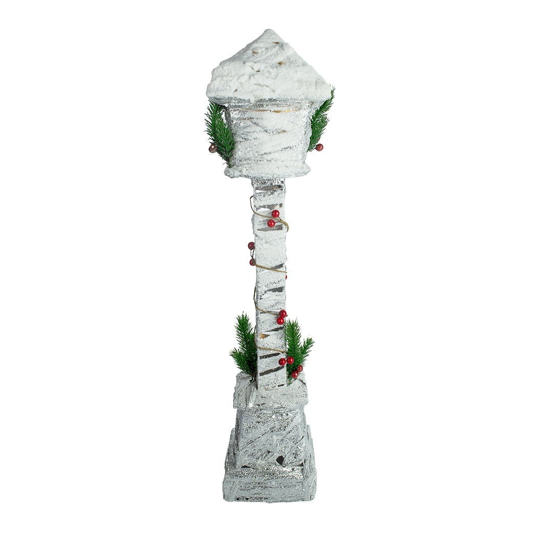 Lampe de Noël 867521 lanterne tissée paillettes et neige 60 cm avec lumière
