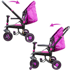 Tricycle modulaire réversible BabyGo siège en cuir lumières sons face à maman