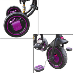 Tricycle modulaire réversible BabyGo siège en cuir lumières sons face à maman
