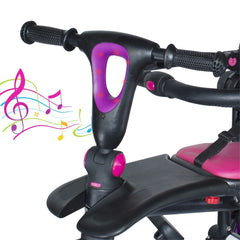 Tricycle modulaire réversible BabyGo siège en cuir lumières sons face à maman