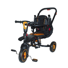 Tricycle modulaire réversible BabyGo siège en cuir lumières sons face à maman