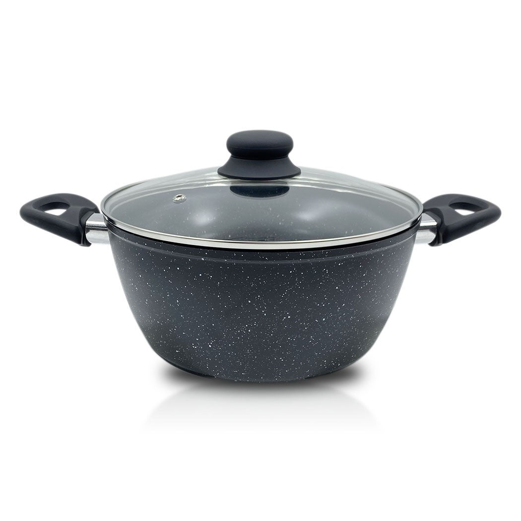 Batterie 14 pcs DGBAVARIA 255019 casseroles poêles en pierre avec louches NOIR