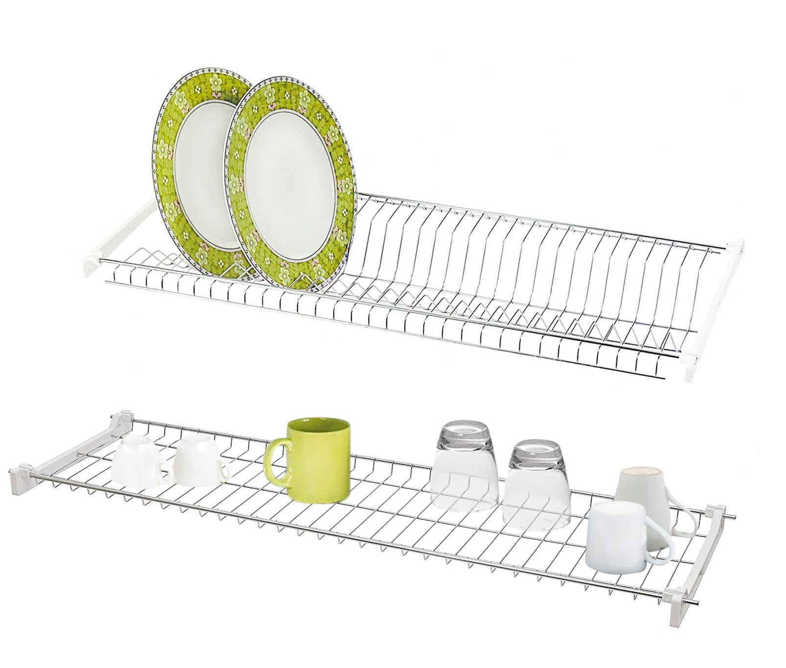 Etagère égouttoir 13901 pour placard en acier 76cm avec porte-vaisselle et verre