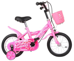 B060 Vélo magique pour enfants taille 12 avec panier et roues 3-5 ans ROSE