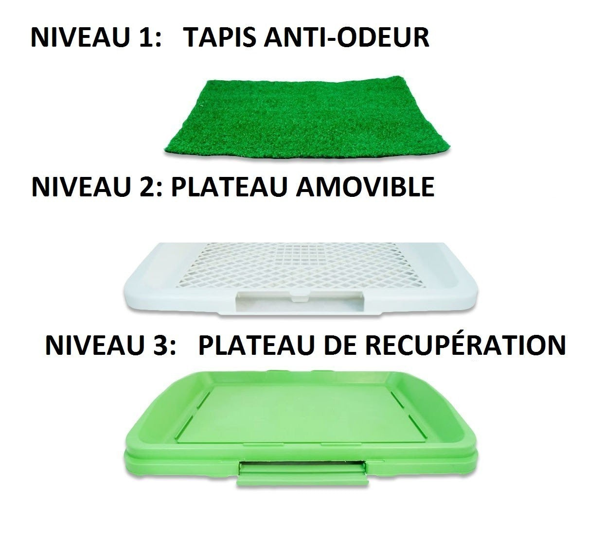 Litière 47x34x6 cm herbe synthétique pour animaux-toilettes-POT PATCH 3 couches