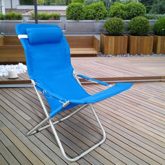 660187 Chaise longue de plage pliante et rembourrée en métal avec coussin