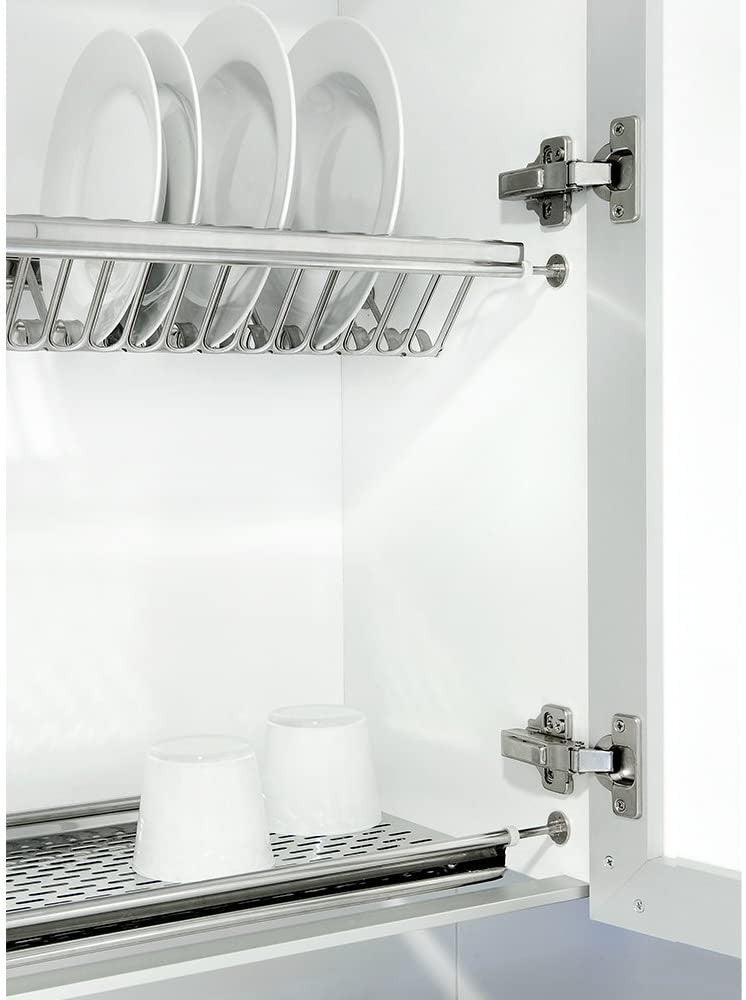 Égouttoir à vaisselle avec plateau et resort 86 cm en acier inoxydable