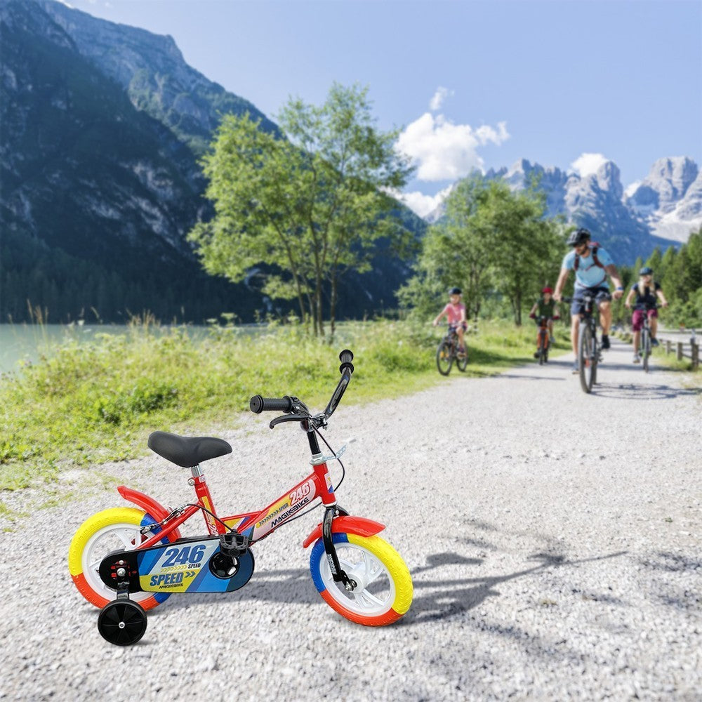 B056 Vélo magique pour enfants taille 12 avec roues 3-4 ans Couleur rouge