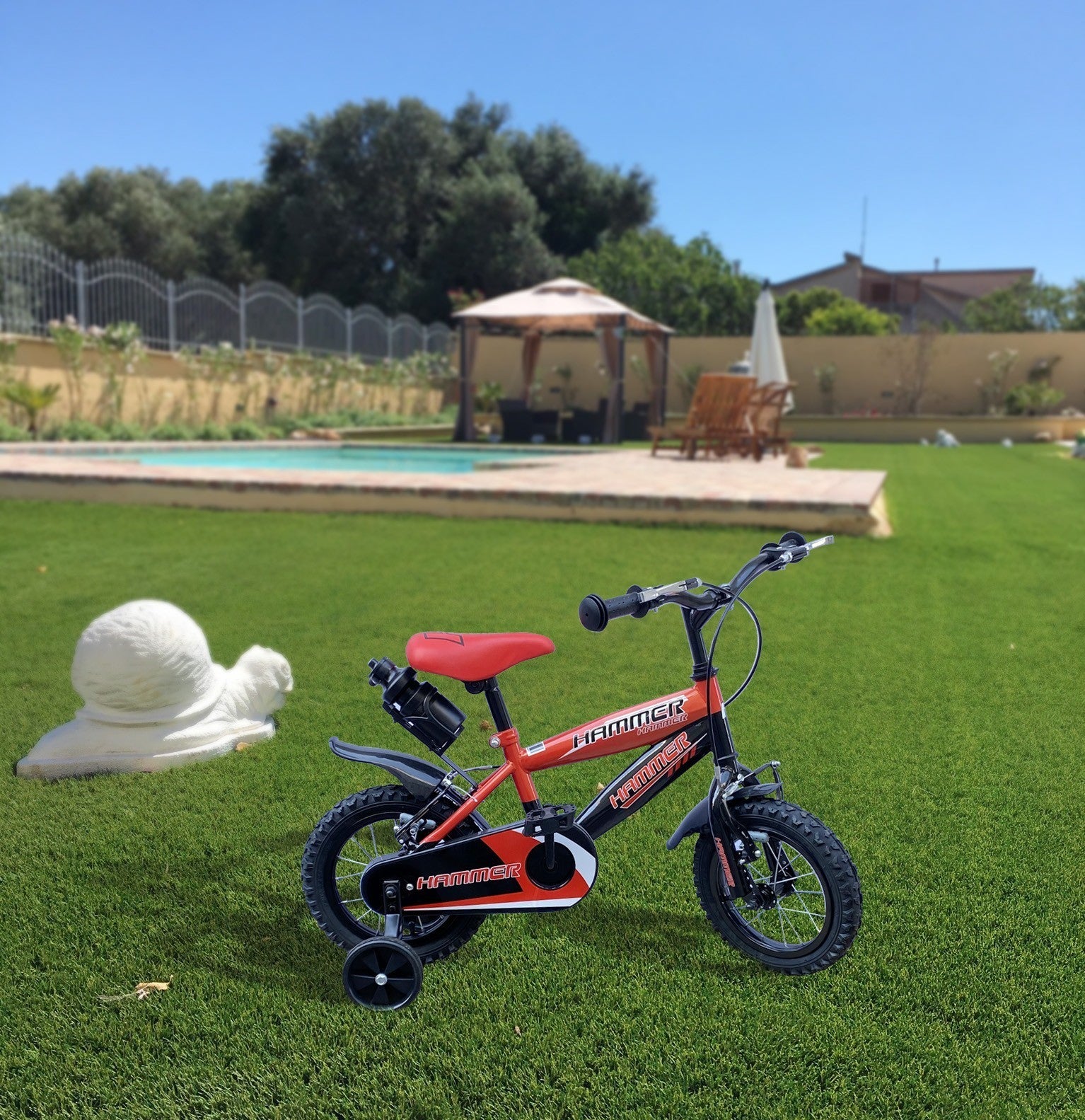 Vélo pour enfant Hammer de 12” à cadre en acier de 3 à 5 ans avec bouteille